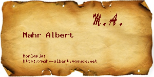 Mahr Albert névjegykártya