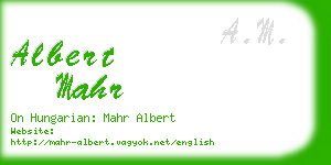 albert mahr business card